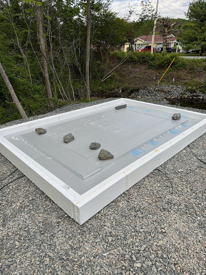 A simpler insulated form for the concrete slab of the smaller shed.