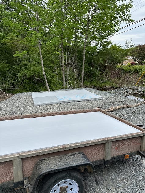 A simpler insulated form for the concrete slab of the smaller shed.