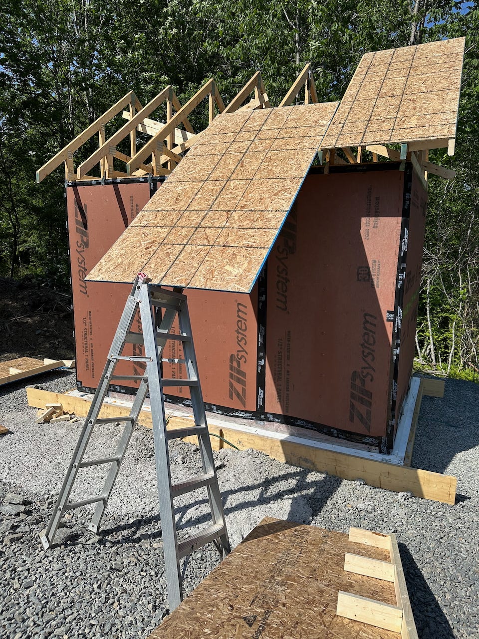 Resting sheathing on a step ladder before going inside to pull it up: not a good idea.