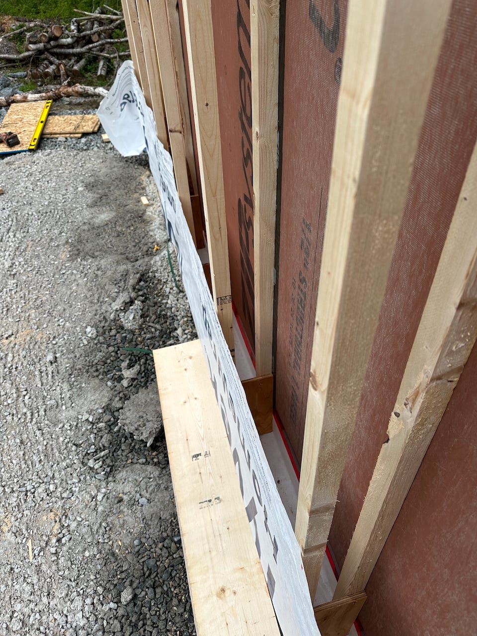 Cavity formed by the Larsen truss that will get filled with insulation.