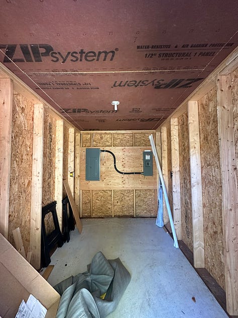 power shed exterior and interior