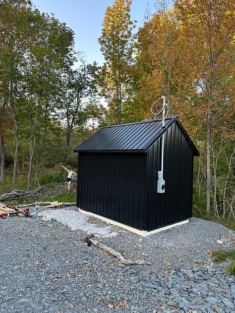 power shed exterior and interior