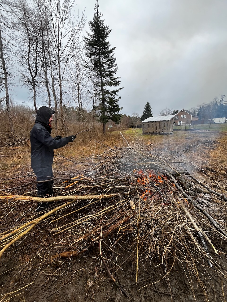 The one bonfire we did manage to get going on a rainy day