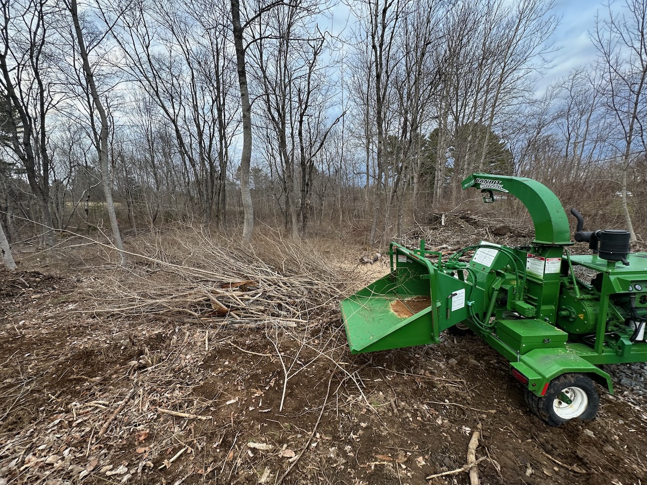 The large 4-cylinder chipper next to some brush we've gathered